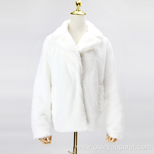 Faux Fur Ladies Lapel Jacket